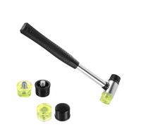 Maillet Caoutchouc 25 mm Marteau à Double Tête avec 4 Têtes Petit Marteau avec Poignée Antidérapante pour Travail du Cuir Menuiserie Bricolage