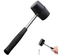 Maillet Caoutchouc Noir, Petit Marteau Tête Caoutchouc, Marteau Face Souple, avec Poignée Antidérapante, pour Carreleur, Carrossier, Camping et la Pose de Sols, 400g