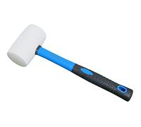 Maillet en caoutchouc blanc massif de 453,6 g, manche en fibre de verre avec poignée en caoutchouc souple, poids total : 0,6 kg, marteau non marquant (453,6 g)