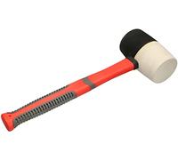 Maillet en caoutchouc KOTARBAU® Marteau double tête souple 650G noir et blanc. Ne laisse aucune trace sur les matériaux cassants. Manche en fibre de verre absorbant les chocs.