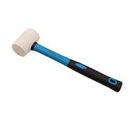 Maillet en caoutchouc solide blanc de 226,8 g, poignée en fibre de verre avec poignée en caoutchouc souple, poids total 0,4 kg, marteau non marquant (226,8 g)