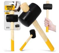 Maillet Marteau Caoutchouc 65 mm 450 g Solide Paveur Protecteur Rond Noir Manche Bois Antidérapant Camping Tente Pavés Carrelage Pose de Briques Entretien