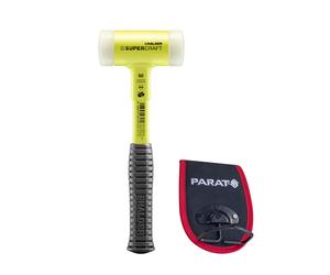 Maillet SUPERCRAFT manche acier incassable jaune fluorescent Ø50mm + porte marteau HALDER