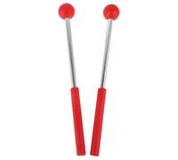 Maillets de Marimba en Fer Poignée Caoutchouc Rouge, Paire | Accessoire de Percussion pour Xylophone et Instruments, Prise Sûre, Antidérapant, Adapté Débutants Professionnels