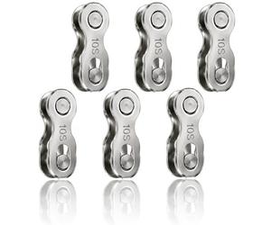Maillon Rapide 10 Vitesses 6 Paires, Attache Chaîne 10V Compatible avec SRAM Shimano, Fermeture Quick Link VTT Route Vélo Électrique, Connecteur de Chaîne Acier Haute Résistance Anti-Usure Durable