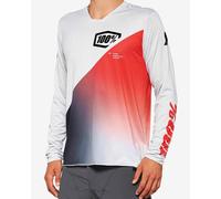 Maillot manches longues 100 r core x gris rouge racer