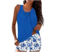 Maillot 2 Pieces Femme - Vêtements décontractés confortables et décontractés pour un usage quotidien idéaux pour le printemps l'été et l'automne faciles à nettoyer et à entretenir (Blue XXL)