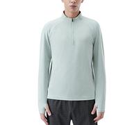 Maillot Actif pour Course à Zip 1/4 Homme, T-Shirt Sportif à Manches Longues pour Gym avec Oeillets pour Pouces, Sèche Vite, Évacuation de l’Humidité, Élastique, Léger, Protection UV,Vert,M