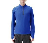 Maillot Actif pour Course à Zip 1/4 Homme, T-Shirt Sportif à Manches Longues pour Gym avec Oeillets pour Pouces, Sèche Vite, Évacuation de l’Humidité, Élastique, Léger, Protection UV,Bleu,M