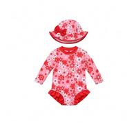 Maillot Bain Enfant Fille, Maillot De Bain Une PièCe à Manches Longues Et Boutons-Pression avec Chapeau De Soleil Assorti pour BéBé Fille Protection Solaire pour La Piscine La Plage Et Les Jeux d'eau