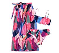 Maillot Bain Femme 1 Piece Maillot de Bain Gainant de Femelle Bikini Deux Pièces Sexy Concise Summer Swimwears Tankinis Jupe Femme Maillots (Red,S)