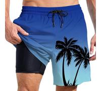 Maillot Bain Homme De 2 in 1 Tight Liner Short Plage Boxer Anti-Frottement Natation Shorts Étanche Séchage Rapide en Léger Résistant Au Chlore Sport Fitness Respirant Slip Grande Taille Compression