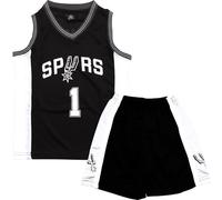 Maillot Basket Enfant 2 Pièces, Pop Tenue Basket Enfant, sans Manches Ensemble Basket Enfant, Maillot de Basket Enfant Juvénile, Maillot Basket Enfant et Shorts de 4-5 Ans,Noir,XS/120