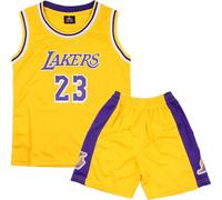 Maillot Basket Enfant 2 Pièces, Tenue Basket Enfant, Sans Manches Ensemble Baskets Enfants, Maillot de Baskets Enfants Juvénile, Maillots Basketball Garçon et Shorts de 4-5 Ans,Jaune,XS/120
