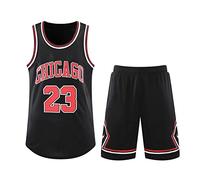 Maillot Basket Enfant/Adulte 2 Pièces, Ensemble Basket Enfant/Adulte Respirant, Tenue Basket Enfant/Adulte Cool, Tenue Basketball Enfant/Adulte, Pop Maillot Basket noir 5XL