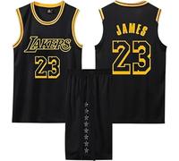Maillot Basket Enfant/Adulte 2 Pièces, Ensemble Basket Enfant/Adulte Respirant, Tenue Basket Enfant/Adulte Cool, Tenue Basketball Enfant/Adulte, Pop Maillot Basket noir L