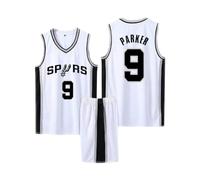 Maillot Basketball Enfant/Adulte 2024, 2 Pièces Basket Maillots Basketball Jersey et Short Ensemble de Maillot, Pop Maillot sans Manches et Pantalon Court Blanc M