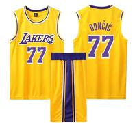Maillot Basketball Enfant/Adulte 2025, 2 Pièces Basket Maillots Basketball Jersey et Short Ensemble de Maillot, Pop Maillot Basket, Ensemble Basket Homme/Garçon jaune M