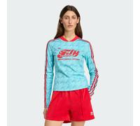 ADIDAS ORIGINALS T-shirt fonctionnel 'Graphic Football Allover Print Bodycon Long Sleeve' azur / aqua / homard, Taille XS-S