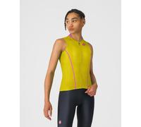 Maillot Castelli Anima Flow sans manches jaune moutarde femme - L