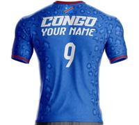 Maillot Congo Football RDC-541 Drapeau congolais (FR/ES, Alpha/Lettres, M, Taille Normale, Taille Normale, Personnalisé)