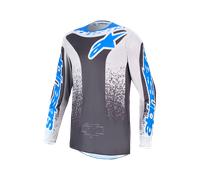 Alpinestars Fluid Drag Maillot Motocross, noir/gris/bleu, Taille S