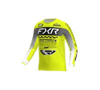 FXR Podium Gladiator Maillot de motocross, noir-gris-blanc-jaune, taille S pour homme