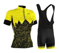Maillot Cyclisme Femme Été,Tenue Cycliste Vêtements de Velo VTT Manche Courte MTB Jerseys et Cuissard à Bretelle avec 9D Coussin Gel,Ensemble Combinaisons de Cycling Respirant Séchage Rapide(2,M)