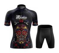 Maillot Cyclisme Femme Été,Vêtements de Velo VTT Tenue Cycliste Manche Courte MTB Jersey Shirt et Cuissard Shorts avec 19D Coussin Gel,Ensemble Combinaisons de Cycling Respirant Séchage Rapide(5,S)