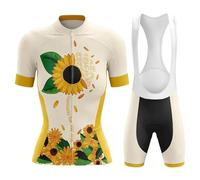 Maillot Cyclisme Femme Tenue Cycliste Été,Vêtements de Velo VTT Manche Courte MTB Jerseys et Cuissard à Bretelle avec 19D Coussin Gel,Ensemble Combinaisons de Cycling Respirant Séchage Rapide(6,M)