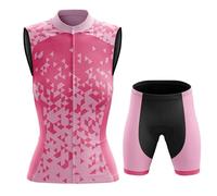 Maillot Cyclisme Femme Tenue Cycliste Été,Vêtements de Velo VTT sans Manches MTB Gilet et Cuissard Shorts avec 19D Coussin Gel,Ensemble Combinaisons Cycling Sleeveless Respirant Séchage Rapide(2,M)