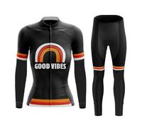 Maillot Cyclisme Femme Vêtements de Velo VTT Manche Longue,Tenue Cycliste Vestes et Pantalon Long avec 19D Coussin Gel,Ensemble Combinaisons de Cycling Jerseys MTB Long Sleeve Séchage Rapide(14,M)