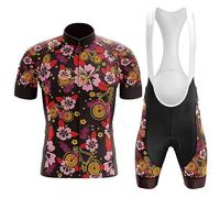 Maillot Cyclisme Homme Été,Vêtements de Velo VTT Tenue Cycliste Manche Courte MTB Jerseys et Cuissard à Bretelle avec 19D Coussin Gel,Ensemble Combinaisons de Cycling Respirant Séchage Rapide(1,XL)