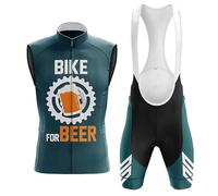 Maillot Cyclisme Homme Été,Vêtements de Velo VTT Tenue Cycliste sans Manches MTB Gilet et Cuissard à Bretelle avec 19D Coussin Gel,Ensemble Combinaisons de Cycling Respirant Séchage Rapide(C1,XXL)