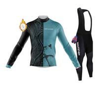 Maillot Cyclisme Homme Vêtements Cyclisme Homme Hiver Tenue Cycliste en Polaire Thermique,avec 9d Gel Pantalons SéChage Maillot Velo Route Homme avec 3 Poches (1,XL)