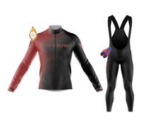 Maillot Cyclisme Homme Vêtements Cyclisme Homme Hiver Tenue Cycliste en Polaire Thermique,avec 9d Gel Pantalons SéChage Maillot Velo Route Homme avec 3 Poches (14,XL)