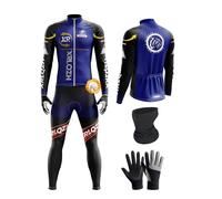 Maillot Cyclisme Kits Hiver Homme+9D Gel Pantalons MTB Jersey, Veste de cyclisme de route plus chaude Vêtements de cyclisme,avec Fermeture éclair, réflecteur et 3 Poches (TYP-12,5XL)
