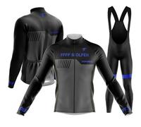 Maillot Cyclisme Kits Hiver Homme Ensemble Cycliste à Manches Longues en Coton évacuant l'humidité + 9D Gel Pantalons MTB Jersey (PA2,XXL)