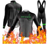 Maillot Cyclisme Kits Hiver Homme Ensemble Cycliste à Manches Longues en Coton évacuant l'humidité + 9D Gel Pantalons MTB Jersey (PB3,XXL)