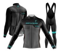 Maillot Cyclisme Kits Hiver Homme Ensemble Cycliste à Manches Longues en Coton évacuant l'humidité + 9D Gel Pantalons MTB Jersey (PA1,XXL)