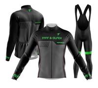 Maillot Cyclisme Kits Hiver Homme Ensemble Cycliste à Manches Longues en Coton évacuant l'humidité + 9D Gel Pantalons MTB Jersey (PA3,5XL)