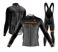 Maillot Cyclisme Kits Hiver Homme Ensemble Cycliste à Manches Longues en Coton évacuant l'humidité + 9D Gel Pantalons MTB Jersey