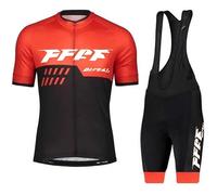 Maillot Cyclisme Kits Homme Vêtements Cyclisme Tenue Cycliste Maillot Cycliste Homme Manche Courte MTB Jersey+ Cuissard à Bretelles avec Coussin de Gel 3D (Rouge,XL)