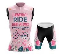 Maillot Cyclisme Tenue Cycliste Femme Été,Vêtements de Velo VTT sans Manches MTB Gilet et Cuissard Shorts avec 19D Coussin Gel,Ensemble Combinaisons Cycling Sleeveless Respirant Séchage Rapide(9,XL)