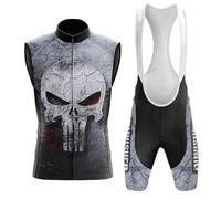 Maillot Cyclisme Tenue Cycliste Homme Été,Vêtements de Velo VTT sans Manches MTB Gilet et Cuissard à Bretelle avec 19D Coussin Gel,Ensemble Combinaisons de Cycling Respirant Séchage Rapide(B7,XL)
