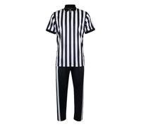 Maillot d'arbitre à rayures noires et blanches, manches courtes, col en V, maillot d'arbitre avec pantalon - pour football, basket-ball, hockey - sport, volley-ball, baseball, softball, salle de gym