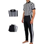 Maillot D'Arbitre - Uniforme à Rayures Noires et Blanches,Maillot d'Arbitre Football à Manches Courtes Col en V avec Pantalon | Pour Football Basket Hockey Volleyball Baseball Softball Cours de Sport