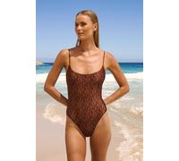 Maillot de bain 1 pièce à imprimé python et détail bijou - Zephiro - 40 - Caramel - Femme - Etam