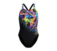 Speedo Fl Placement Printed Powerback Swimsuit Noir UK 38 Femme