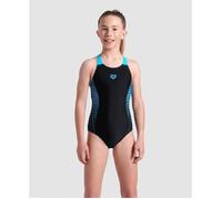 Arena Maillot de bain fille Feel Openings – Dos en V protection solaire – Noir/Turquoise Taille 140